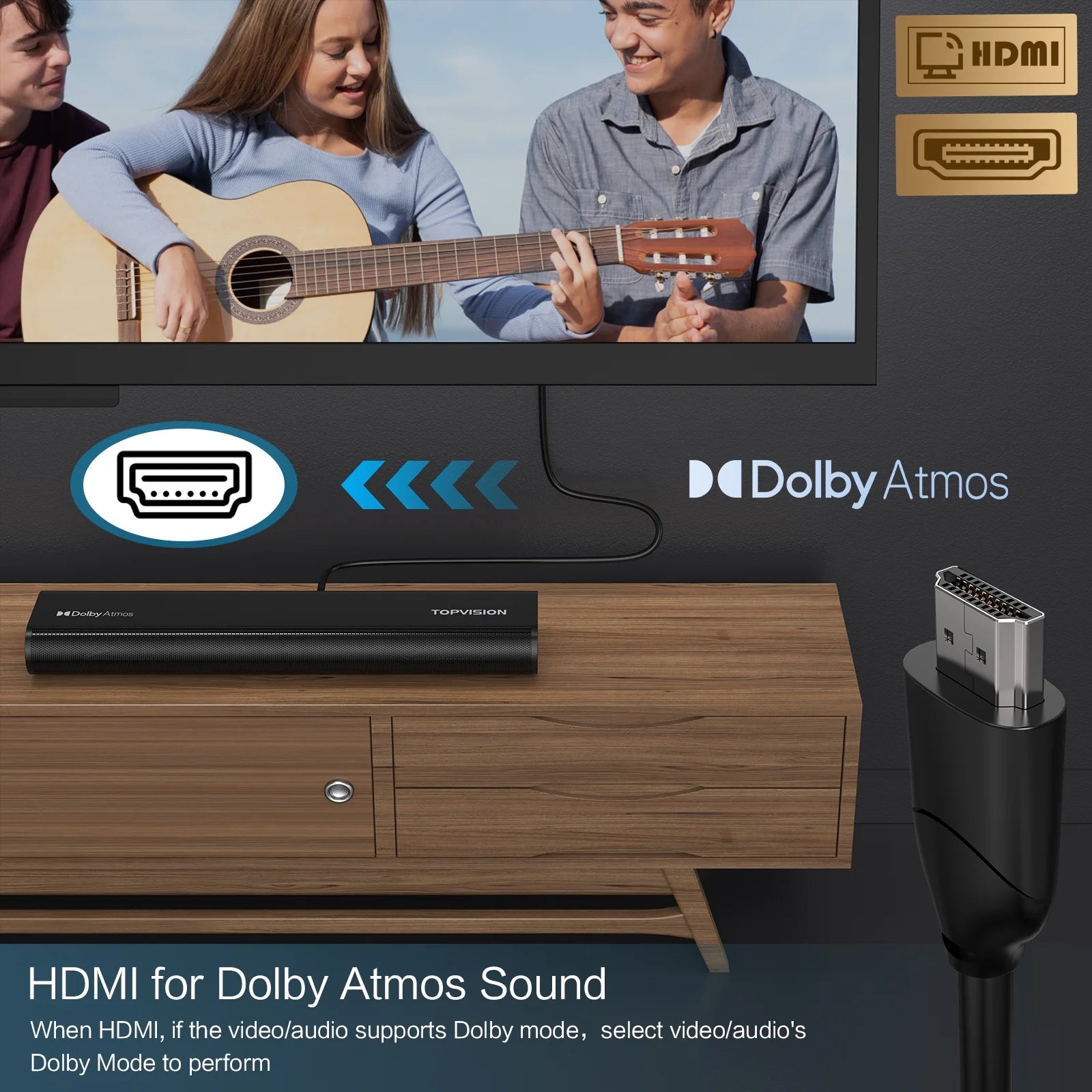 2.1Ch Dolby Atmos Soundbar with Subwoofer, 150W Sound Bar for TV with Bluetooth 5.3, Home Theater Surround System for Tv/Projector/Pc, HDMI Earc, Optical, AUX & USB