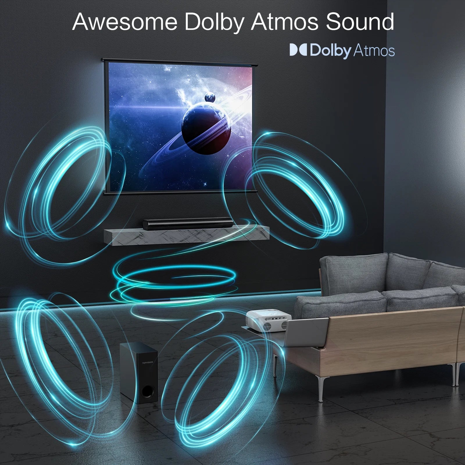 2.1Ch Dolby Atmos Soundbar with Subwoofer, 150W Sound Bar for TV with Bluetooth 5.3, Home Theater Surround System for Tv/Projector/Pc, HDMI Earc, Optical, AUX & USB