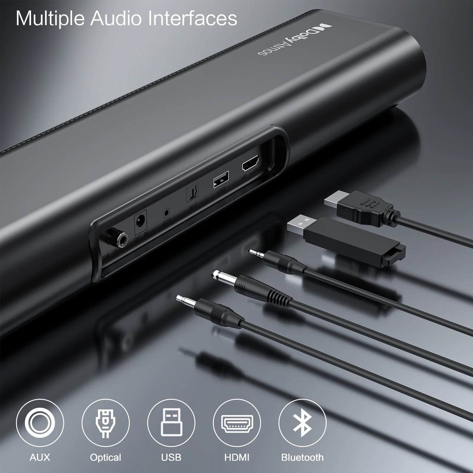 2.1Ch Dolby Atmos Soundbar with Subwoofer, 150W Sound Bar for TV with Bluetooth 5.3, Home Theater Surround System for Tv/Projector/Pc, HDMI Earc, Optical, AUX & USB