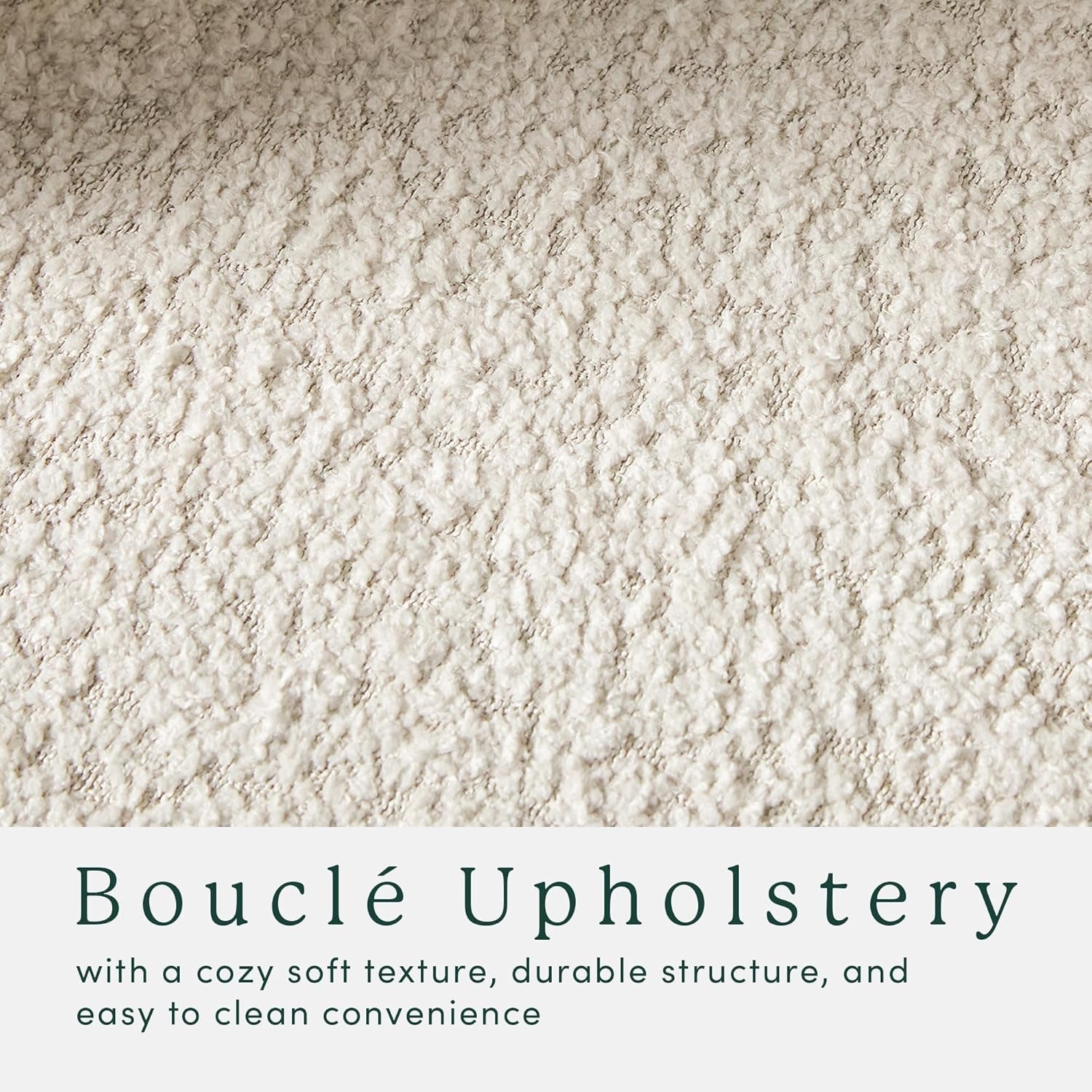 Ivory Luxurious Storage Bouclé Ottoman Wooden Legs