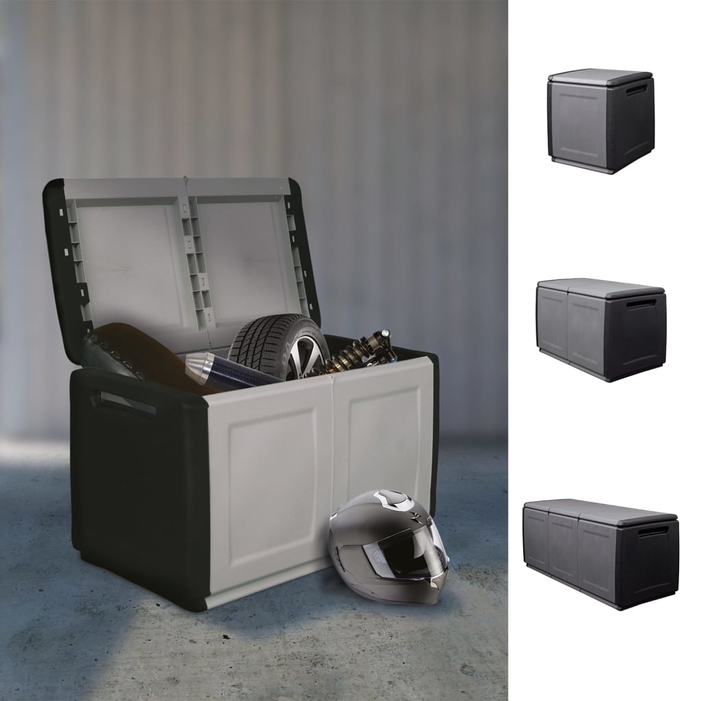vidaXL Tool Box Garden Outdoor Storage Deck Box Chest Dark Gray and Black-5
